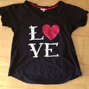 PJ Salvage LOVE Short Sleeve Top, Black, Size S